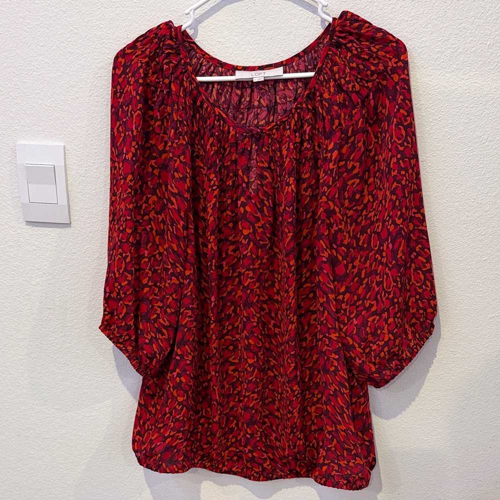Ann Taylor Red and Orange Blouse